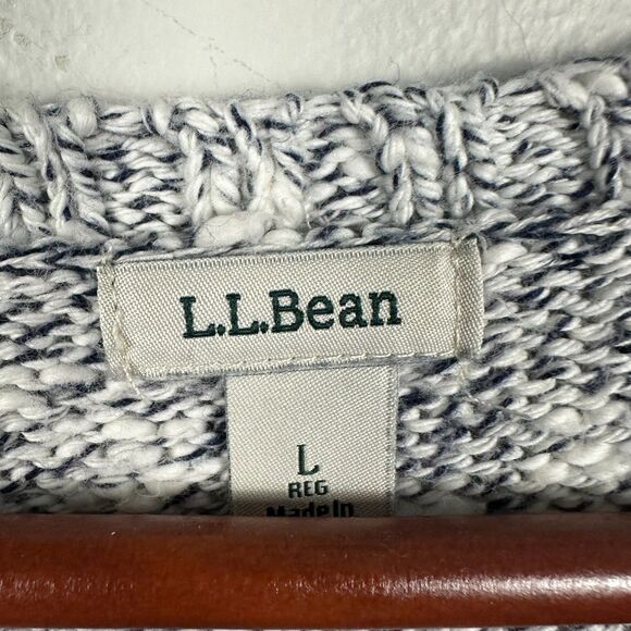 L.L. Bean Womens Large Grey Knit Sweater Pullover Warm Cotton Long Sleeve - Picture 2 of 4